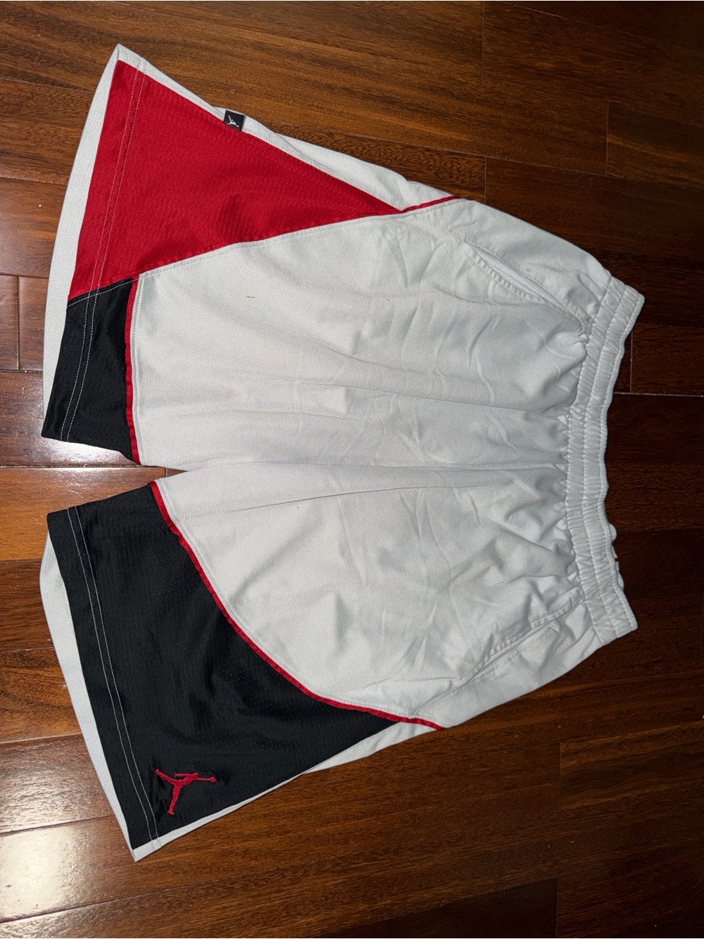 Jordan Men’s White Black Red Athletic Basketball Shorts
